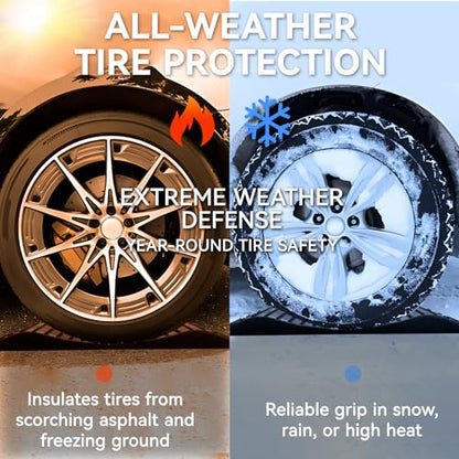 Tire Saver Ramps Set of 4, 60000 lbs Capacity Prevent Flat Spots Protect Car & RV Tires Heavy Duty Non-Slip Rubber Easy to Carry
