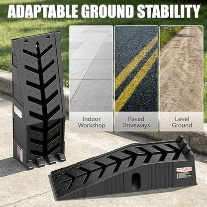 16,000 lbs Stackable Car Ramps, 50% Space-Saving Nestable Car Lift Ramp for Oil Change, Heavy Duty Vehicle Service Tire Lifts for Garage, 2-Pack