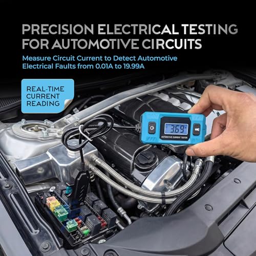 Automotive Car Circuit Fault Probe Tester - Portable Auto Current Tester for Parasitic Battery Drain Fuse Draw - 20A 48V 0.01A to 19.99A High-Precision Checker with LED Display Front Lighting