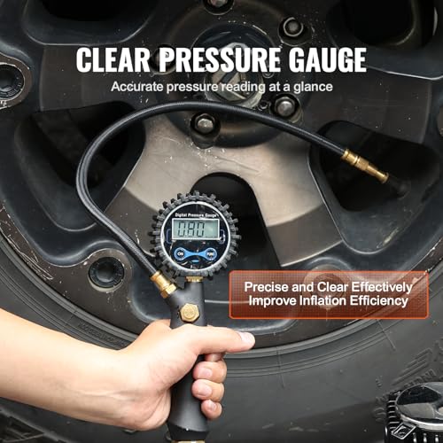VEVOR 12V Heavy Duty Air Compressor - with Digital Pressure Gauge Tire Inflator Kit, 7.06 CFM Portable Tire Inflator, 150PSI Offroad Air Pump with Adapters for Trucks Car SUV 4 x 4 Vehicle RV - style: 7.06CFM with Digital