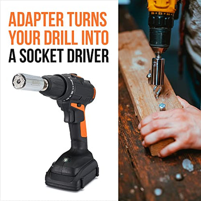 RAK Super Universal Socket Tool, 7-19mm Universal Socket Wrench Set, Gator Grip with Power Drill Adapter Set, Valentine's Day Gift, Ideal Cool Gadgets for Birthday Gifts for Men Dad Husband - style: Universal Socket