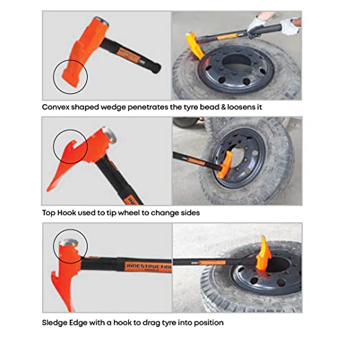 Groz 10 lb Tire Bead Breaker Hammer, 32" Indestructible Steel-Reinforced Handle, 3-in-1 Wedge/Tipper/Sledge for Heavy-Duty Truck and Tractor Tires (34751) - size: 10 lbs