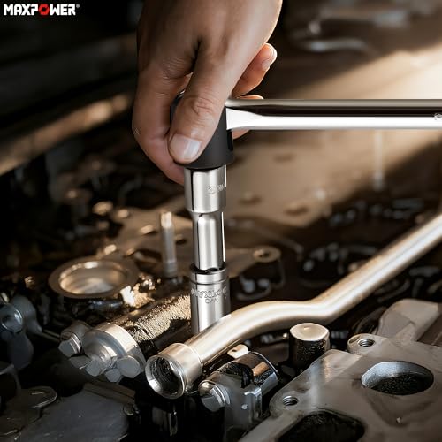 MAXPOWER 1/2" Drive Breaker Bar, 17-inch Breaker Bars with 270° Flex Head, Soft Grip Handle - style: 17" Soft Handle