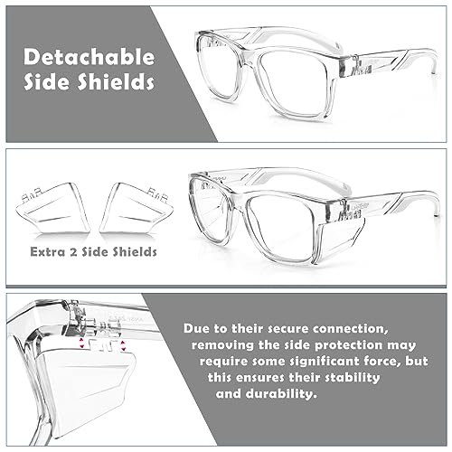 UKNOW Safety Glasses - Anti Fog Lenses - Eye Protection with Side Shields - ANSI Z87.1 Protective Eyewear - UV Protection - color: Transparent
