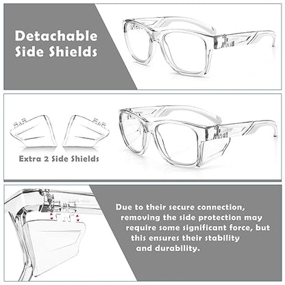 UKNOW Safety Glasses - Anti Fog Lenses - Eye Protection with Side Shields - ANSI Z87.1 Protective Eyewear - UV Protection - color: Transparent