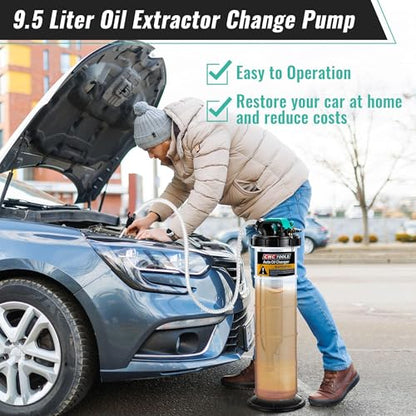 Estune 7.5L Fluid Extractor Pump, 2 Gallon Pneumatic Manual Oil Extractor Pump for Oil Change, Oils Vacuum Pumps Extractors with 5 Pcs Brake Bleeding Hose for Cars, SUVs, Trucks, RVs, motorcycles - size: 2 Gallon/7.5 L
