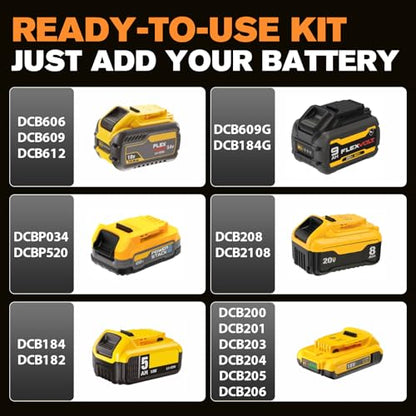 Impact Wrench for DeWalt Battery 1328Ft-Lbs (1800N.m) Impact Driver | 1/2" Impact Gun 3-Speed High Torque Power Tool for Tire Removal, Rusted Bolts, Heavy Equipment(No Battery) - color: Yellow+1328ft-lbs