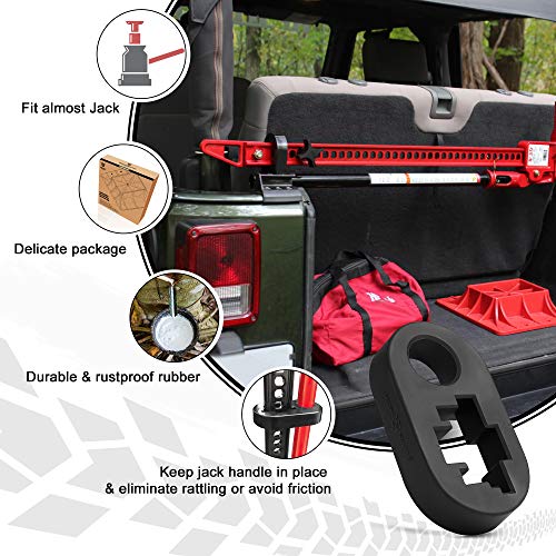 Seven Sparta Off-Road Base Stand & Handle Keeper (Red Base & Handle Keeper) | For Hi Lift Jack, Alleviate Jack Hoisting Sinkage, Heavy Duty PP, Protect Handle Bar, Teeth Design, Solid Construction - style: Red Base & Keeper