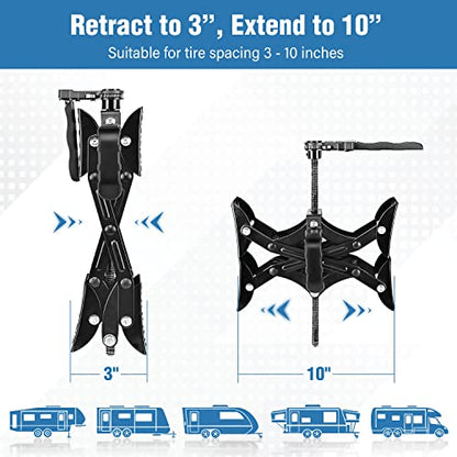 Yesker RV Wheel Chock with Built-in Wrench, Heavy Duty Wheel Chocks for Travel Trailers, X Chocks Wheel Stabilizer for Travel Trailers and Camper, Fits for Tire Spacing 3” to 10”