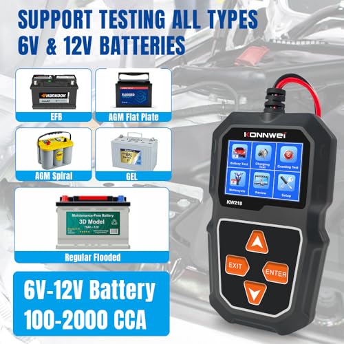 Car Battery Tester, Battery Load Tester Automotive 12V Alternator Starter Tester Digital Auto Battery Analyzer Charging Cranking System Tester for Car Truck Marine Motorcycle Boat