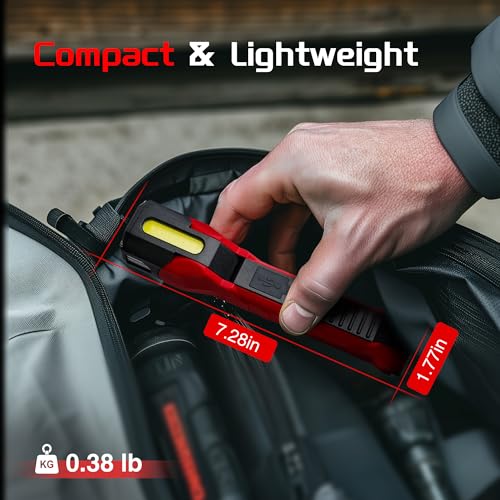 Anhay Rechargeable Work Light, 1200 Lumens LED Work Lights with 160° Swivel Head, Magnetic Base & Hooks, 6 Lighting Modes Magnetic Work Light for Car Repairs, Emergencies (2)