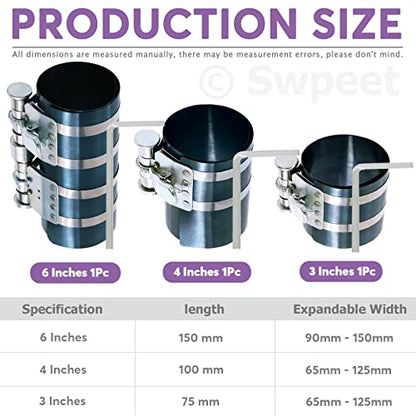 Swpeet 8Pcs 3" 4" 6" Piston Ring Compressor and Adjustable Piston Installation Tool Installer Removal Pliers with Wrench and Stainless Steel Feeler Gauge Assortment Kit for Car Engine