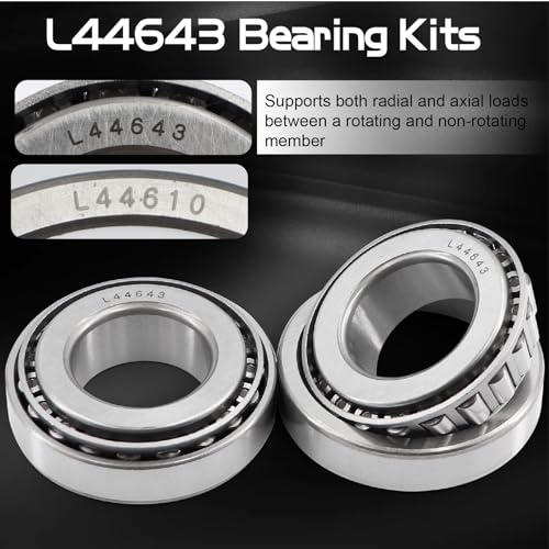 4 Sets L44643 Bearing Kit for 1 inch Axles Trailer Wheel Hub, with 12192TB Seal OD 1.980'', Dust Cover and Cotter Pin, Rotary Quiet High Speed and Durable