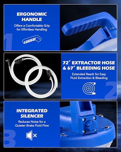 OMT 3L Vacuum Brake Bleeder Kit, 3.2 qt Pneumatic Brake Fluid Bleeder Kit | ABS Brake Fluid Extractor 1L Refilling Bottle 18 Adapters, One-Person Brake Bleed Fluid Pump Brake Bleeding Tools - size: 3L Standard Set