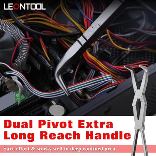 Long Reach 90 Degree Bent Nose Pliers 13-Inch Dual Pivot Double Joint Serrated Jaw Angled Needle Nose Extra Extended for Narrow Spaces and Limited Areas - style: 90 Degree Bent Nose