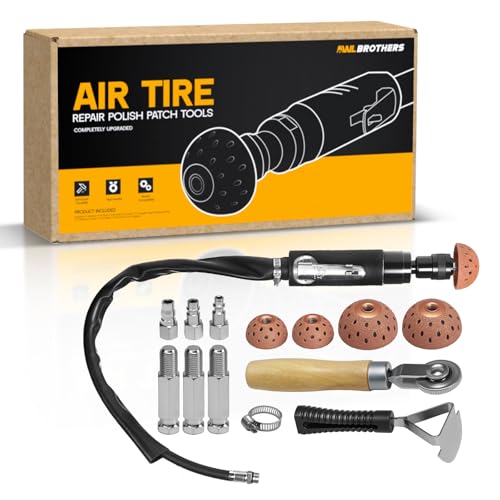 Air Tire Repair Polish Patch Tools – 2500 RPM Low-Speed Tire Buffer with Tungsten Steel Buffing Wheel, Inner Liner Scraper, Patch Roller – Durable Tungsten Alloy Grinder for Tire & Rubber Maintenance
