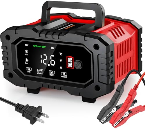 Car Battery Charger 20Amp, 12V 24V LiFePO4 Lead Acid Automatic Smart Battery Maintainer,Trickle Charger Automotive & Desulfator, Repair & Winter Mode w/Protections For AGM STD Gel Deep Cycle Batteries