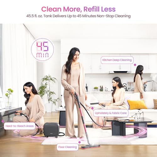 Schenley 21-in-1 Steam Cleaner for Home, Heavy-Duty Steamer for Cleaning | 3.5 Bar Pressure | 248°F Deep Cleaning | 45.5 oz Large Tank | Steam Lock Switch | for Floor, Grout, Tile, Kitchen & Bathroom
