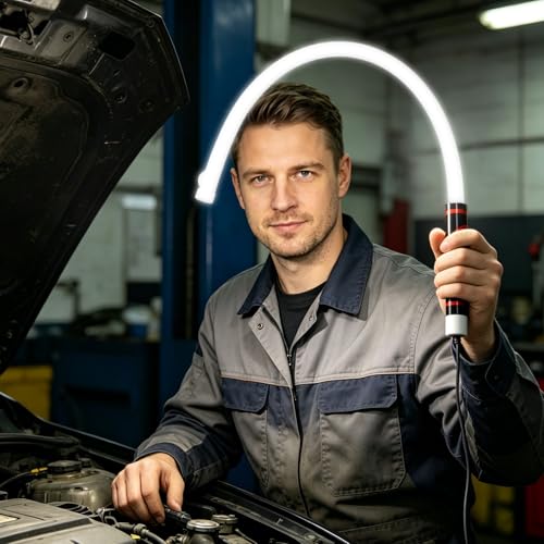 Flexible LED Flashlight Stick, 76cm/30in Rechargeable & Bendable LED Work Light Lamp Stick with 3 Lighting Modes for Mechanical Inspection Automotive Car Repair and Tight Spaces