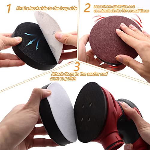 3 Pack Interface Pads, 5 Inch Hook and Loop Soft Density Sponge Cushion Buffer Backing Pad, Foam Sanding Interface Pads for Orbital Sander Automotive Woodworking Polishing - size: 5 inch - 3 Pack