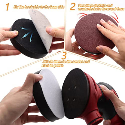 3 Pack Interface Pads, 5 Inch Hook and Loop Soft Density Sponge Cushion Buffer Backing Pad, Foam Sanding Interface Pads for Orbital Sander Automotive Woodworking Polishing - size: 5 inch - 3 Pack
