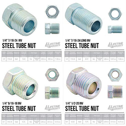 4LIFETIMELINES – 1/4" x 25' Copper-Nickel Brake Line Kit with 16 SAE Fittings | True CuNi Alloy, Non-Magnetic | Inverted Flare, 0.028" Wall | Rust-Proof Replacement Tubing for Cars & Trucks - size: 1 Coil and Fitting Kit