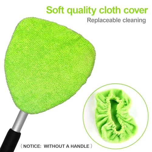 XINDELL 5 Pack Microfiber Pads – Replacement Heads Cover for Xindell Windshield Cleaner Tools. Washable & Reusable Triangle Pads (Green). Fits Window Reach Tool - Handle Not Included - color: Green