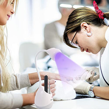 36W Rechargeable UV LED Nail Lamp, Gooseneck Light for Gel Nails Hands Free, Mini Portable Dryer With Brush Holder for Travel Home & Salon Manicure - color: Ya White
