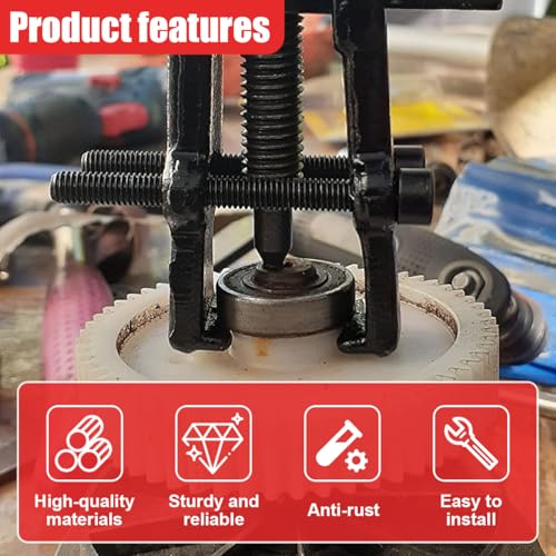 Two Jaw Bearing Gear Puller, 2'' Carbon Steel Adjustable Gear Remover Tool, Universal Hand Pump Pulley Puller Tool for Automotive Flywheel/Motorcycle Wheel/Machine Bearing (Black)