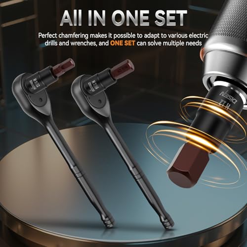 DISEN 32-Piece HEX Bit Socket Set, SAE & Metric Allen Wrench Socket Set with Enhanced Storage Case, Premium Heat Treated Chrome Vanadium Steel & S2 Alloy Steel - style: 1/4"& 3/8”& 1/2“ 32PCS HEX Bronw