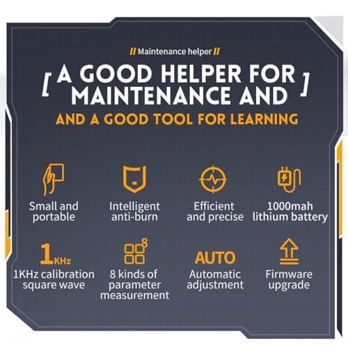 Handheld Oscilloscope, 2 Channels Portable Digital Oscilloscope Multimeter, Professional Automotive Oscilloscope with 1Mhz Bandwidth, 5.0MS s Sampling Rate & 2.8in LCD Display