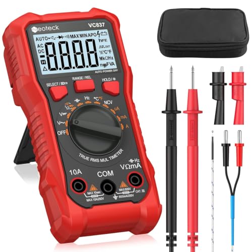Neoteck 6000 Counts True RMS Digital Multimeter,Auto Range Multimeter | AC/DC Voltage Current Resistance Capacitance Frequency Temperature Duty Cycle Voltmeter for Home Automotive Electrician-Red - color: Red, size: 6000Counts(AC/DC 600V)