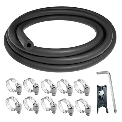 Unicaravan Silicone Vacuum Hose 10FT ID 1/4" (6mm), Wall Thickness 4mm,Matte Black Tubing, With 10PCS Clamps, Tube Cutter, screwdriver,Automotive Marine & Industrial Use - size: 1/4" (6mm) - 10FT + 10PCS Clamps + tube cutter
