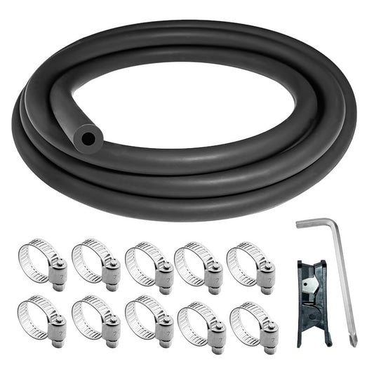 Unicaravan Silicone Vacuum Hose 10FT ID 1/4" (6mm), Wall Thickness 4mm,Matte Black Tubing, With 10PCS Clamps, Tube Cutter, screwdriver,Automotive Marine & Industrial Use - size: 1/4" (6mm) - 10FT + 10PCS Clamps + tube cutter
