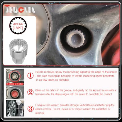 20PCS Wheel Lock Nut Key Kit Compatible with Porsche VW Touareg | Wheel Lock Nut Socket Adapter Set, Anti-Theft Lug Removal Tool, Anti-Theft Screw Remover, Repair Tool, Tyre Fitting, garage - color: 20PCS