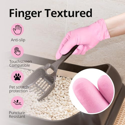 SwiftGrip Pink Nitrile Gloves, 3-mil, Industrial Gloves Disposable Latex Free, for Cleaning & Esthetician, Rubber Powder-Free, 100-ct Box (Medium) - size: Medium