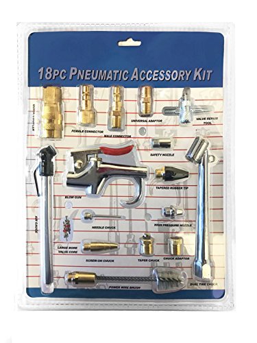 18 Piece Air Compressor Nozzle Set Air Gauge Air Gun Air Pump Car Tire Measuring Accessory Kit (Bore Valve Included)