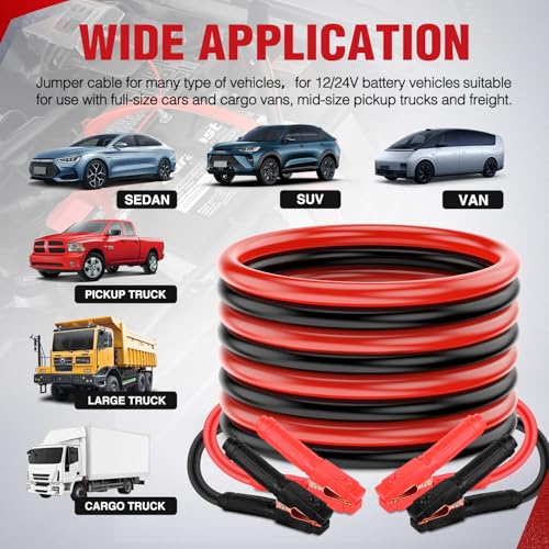 Nilight Jumper Cables for Car Battery 0 Gauge 20 FT Booster Cable Heavy Duty 1000 A CCA with Carrying Bag Jump Start Emergency Kit Pickup Truck RV Vans SUV - size: 0 Guage 20 FT