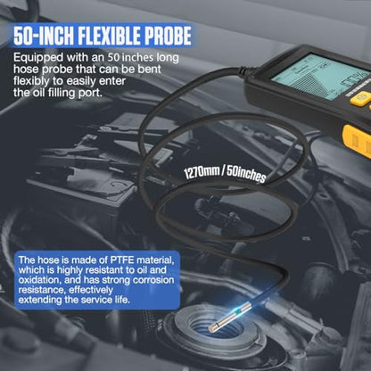 Engine Oil Tester Gasoline & Diesel Engine Oil Quality Tester Analyzer Detector High-precision Car Engine Oil Diagnostic Tool with 50inch Flexible Probe,Identifier&Sound Prompt,2.8in Backlight Display - color: Yellow