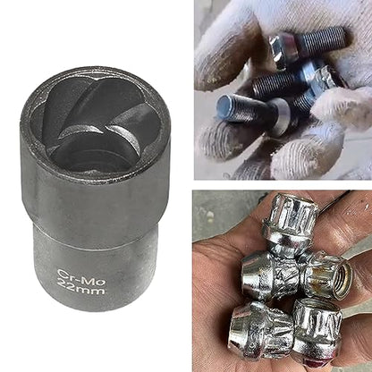 DPTOOL Bolt Nut Extractor Socket Set 17mm 19mm 21mm 22mm 24mm | 6pcs Lug Nut Remover Socket Set Wheel Locking Stripped Nut Extractor Old Rusted Damaged Emergency Bolt Remove Twist Socket - size: 6PC