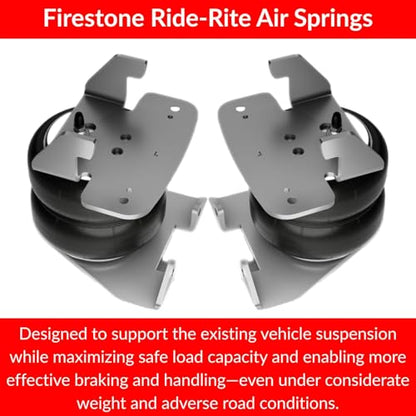 Firestone Airide Ride-Rite Rear Air Spring Kit with Air Command Single Path Wireless App & Remote Standard Compressor fits 1999-2026 F350 & 1999-2025 F450 Cab Chassis with 0" Lift | Decal - size: Single Path