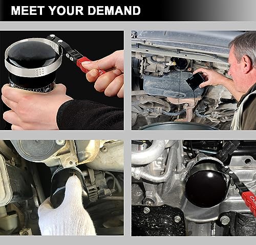 7pcs Oil Filter Wrench Set with Small Oil Funnel for Oil Change, Adjustable Oil Filter Removal Tool 2-1/16"-5-1/4"