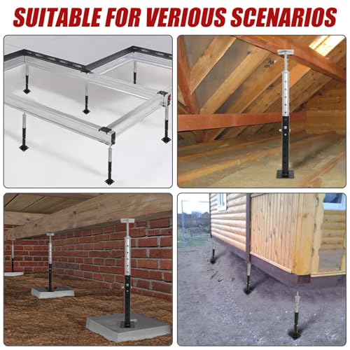 4 Pack 18-33.5 Inch Adjustable House Floor Jacks, Heavy Duty, 2 Ton Each | Crawl Space Jack Posts Provide Temporary Support for Floor Leveling, Beam Repair and RV Steps; Includes Adjustment Wrench - size: 18-33.5 inch