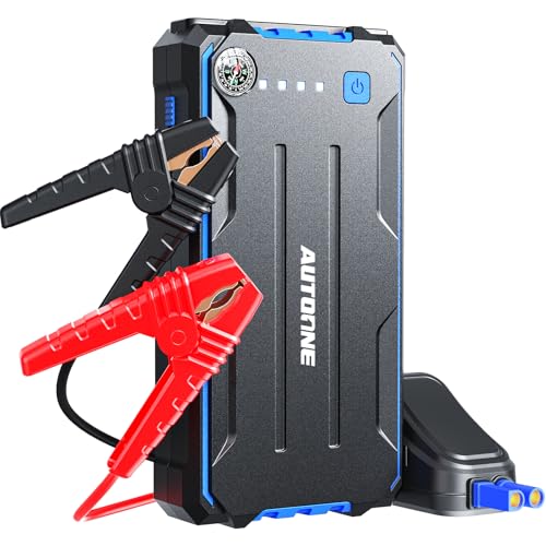 AUTOONE 4000A Car Jump Starter, Battery Jumper Starter Portable for Compact Car Up to 10.0L Gas and 8.0L Diesel Engine Jump Box with Jumper Cables, USB Output and LED Light - size: 4000A