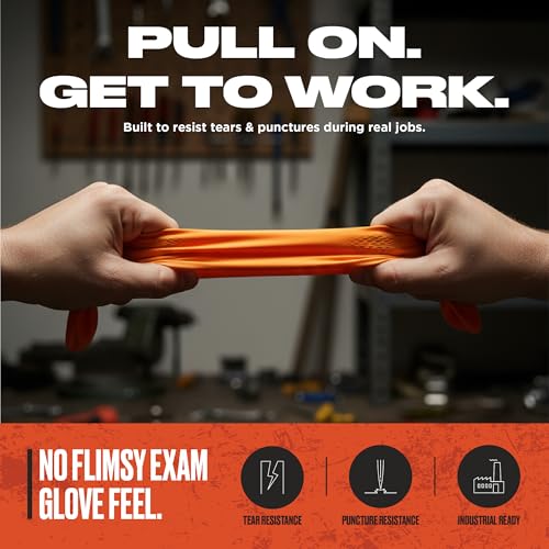 GrowIGRRRIP 8 Mil Orange Nitrile Gloves, Powder-Free, Food Safe, 100–1000 | Fentanyl-tested with diamond texture and S–XXL sizing for mechanics, truck repair, food handling, industrial, and shop tasks. - size: Small