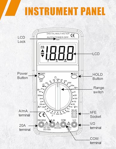 Digital Multimeter Tester Portable Multimeter Multi Testers for Electrical Applications Smart Multi Meter Measures Voltage, Current, Resistance, Continuity and Diode (Model AMT32) - style: Model 1
