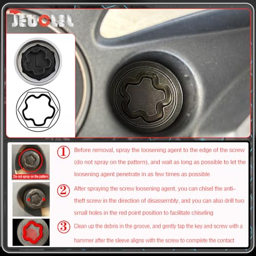 L Wheel Locking Nut Key Compatible with Audi Series, (Socket OD 27mm - ID 25mm), Wheel Lock Nut Socket Adapter, Wheel Anti-Theft Lug Nut Removal Tool, Anti-Theft Screw Remover - size: Socket L