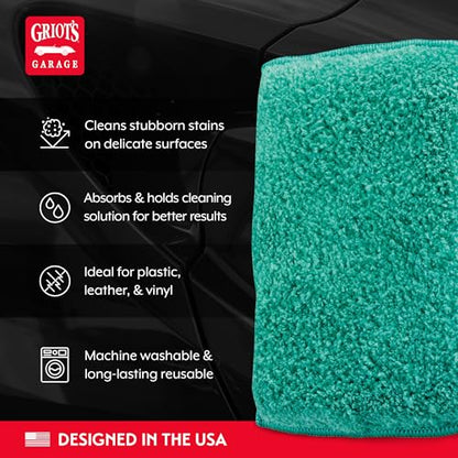Griot's Garage Microfiber Cleaning Pads for Car Wash and Detailing, Scrub Sponge for Auto Interior and Exterior, Machine-Washable, Set of 3, 11242