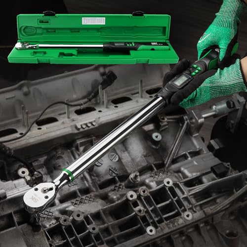 SK 1/2" Drive Digital Torque Wrench, 17 to 340 N-M, LED Display | Torquimetro, Four Units of Measure & Flash Notification - size: 1/2" Drive