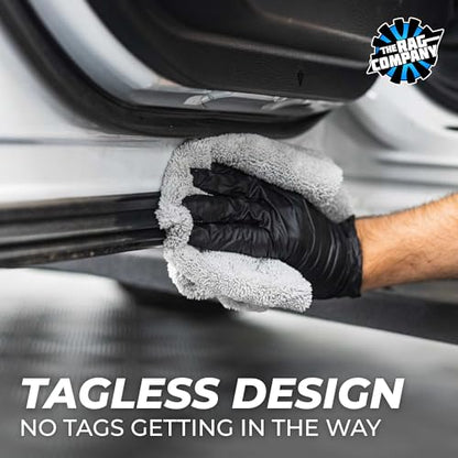 The Rag Company - Creature Edgeless Auto Detailing Towels; Professional 70/30 Blend, Dual-Pile Plush Microfiber, Buffing & Polishing, 420gsm - 16in x 16in - Ice Grey - 10-Pack - color: Ice Grey